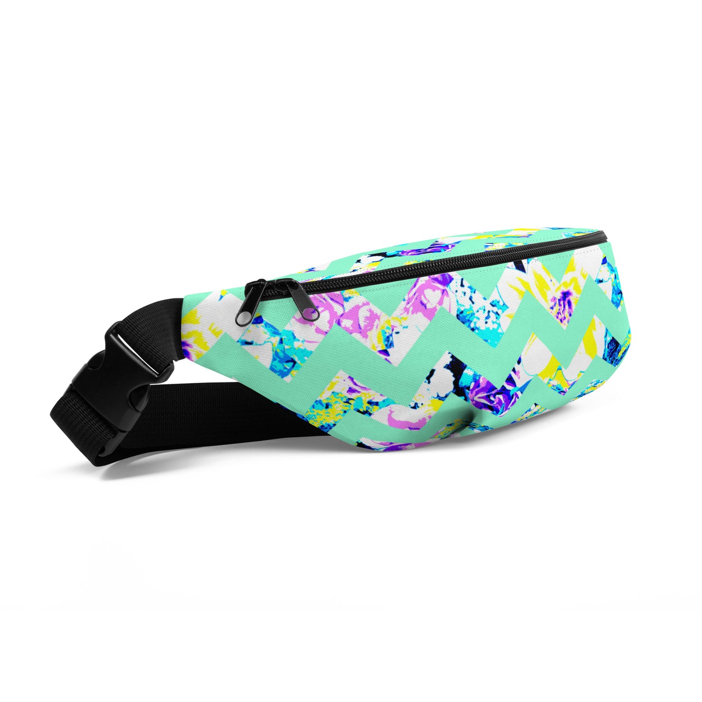 Aqua Bloom Chevron Cross Body / Waist Bag