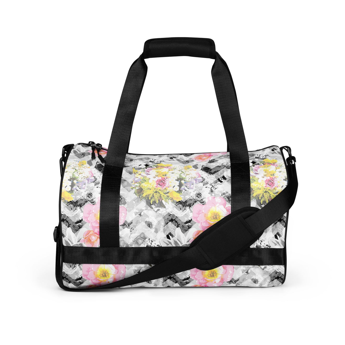 Delicate Bloom Chevron Small Duffle Gym / Weekender Bag