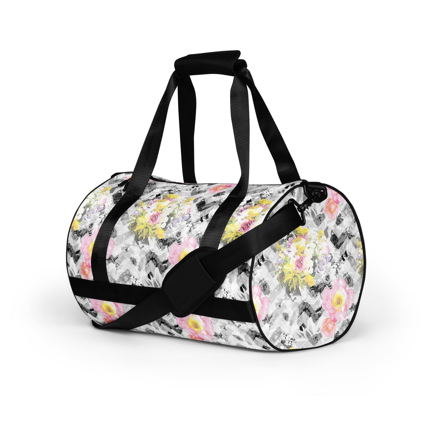 Delicate Bloom Chevron Small Duffle Gym / Weekender Bag