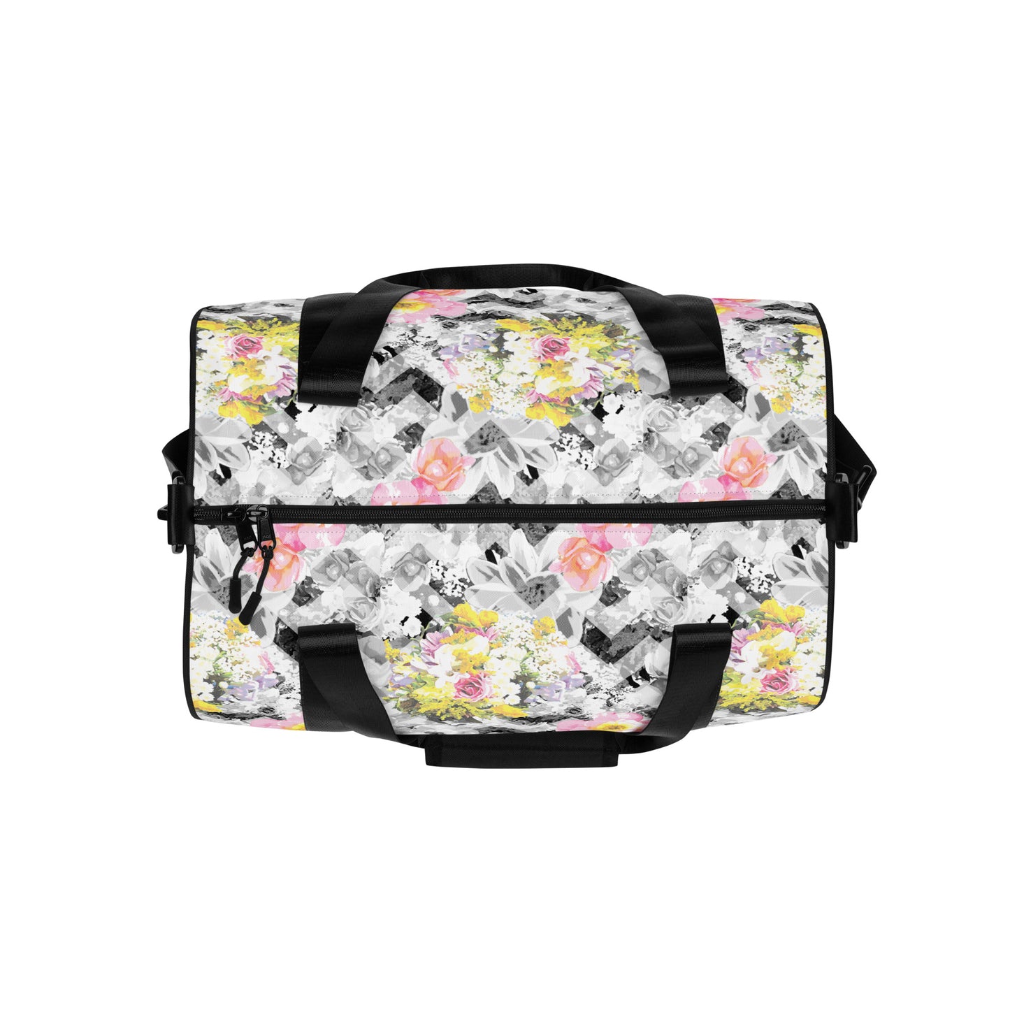 Delicate Bloom Chevron Small Duffle Gym / Weekender Bag