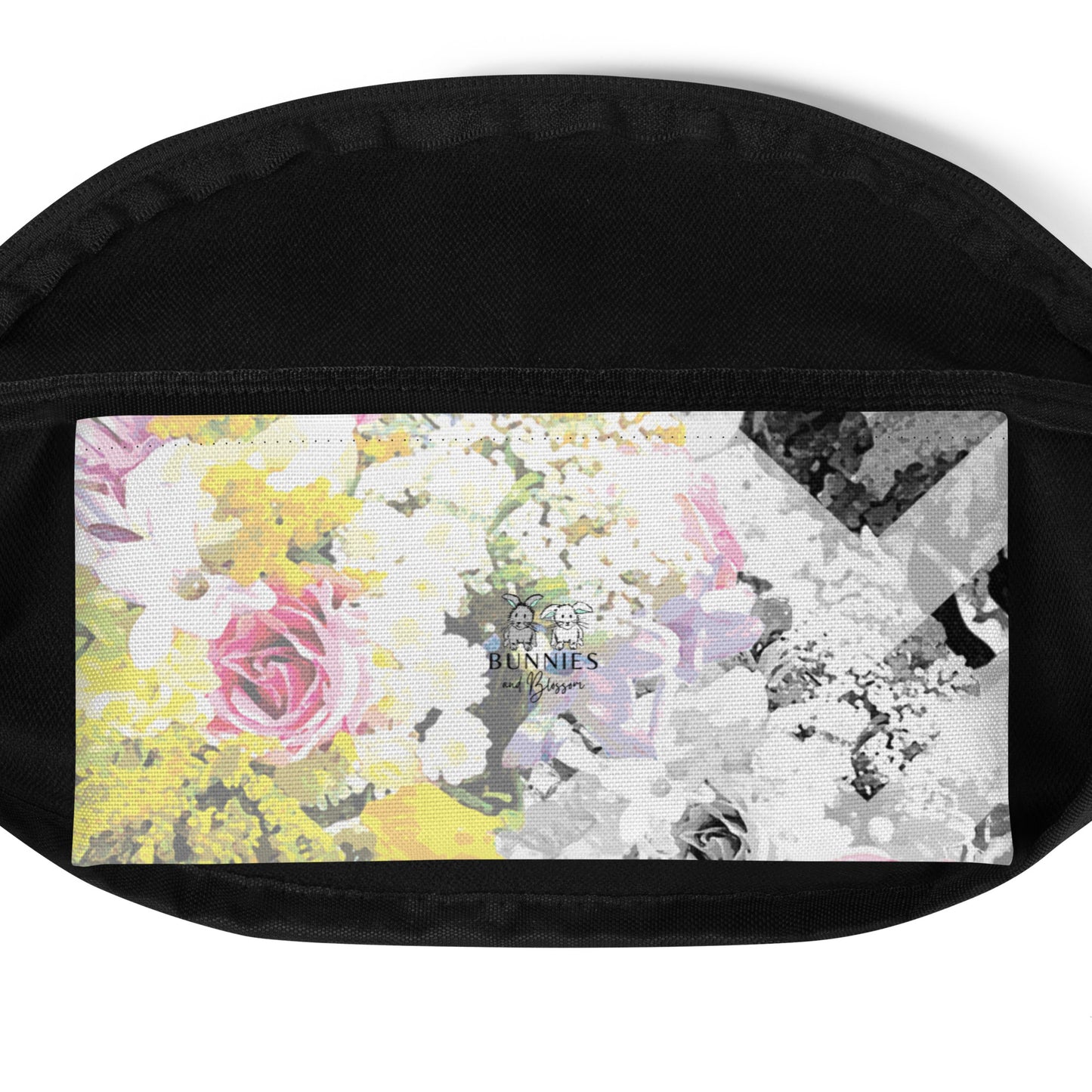 inside pocket of printed floral waistbag in exclusive Bunnies and Blossom Delicate Bloom