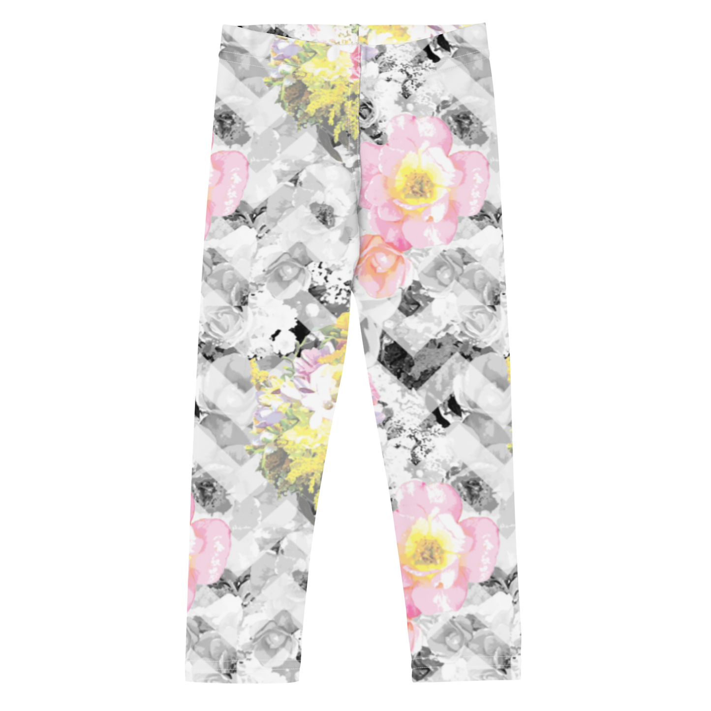 back view of kids lola leggings featuring floral print exclusive from bunnies and blossom
