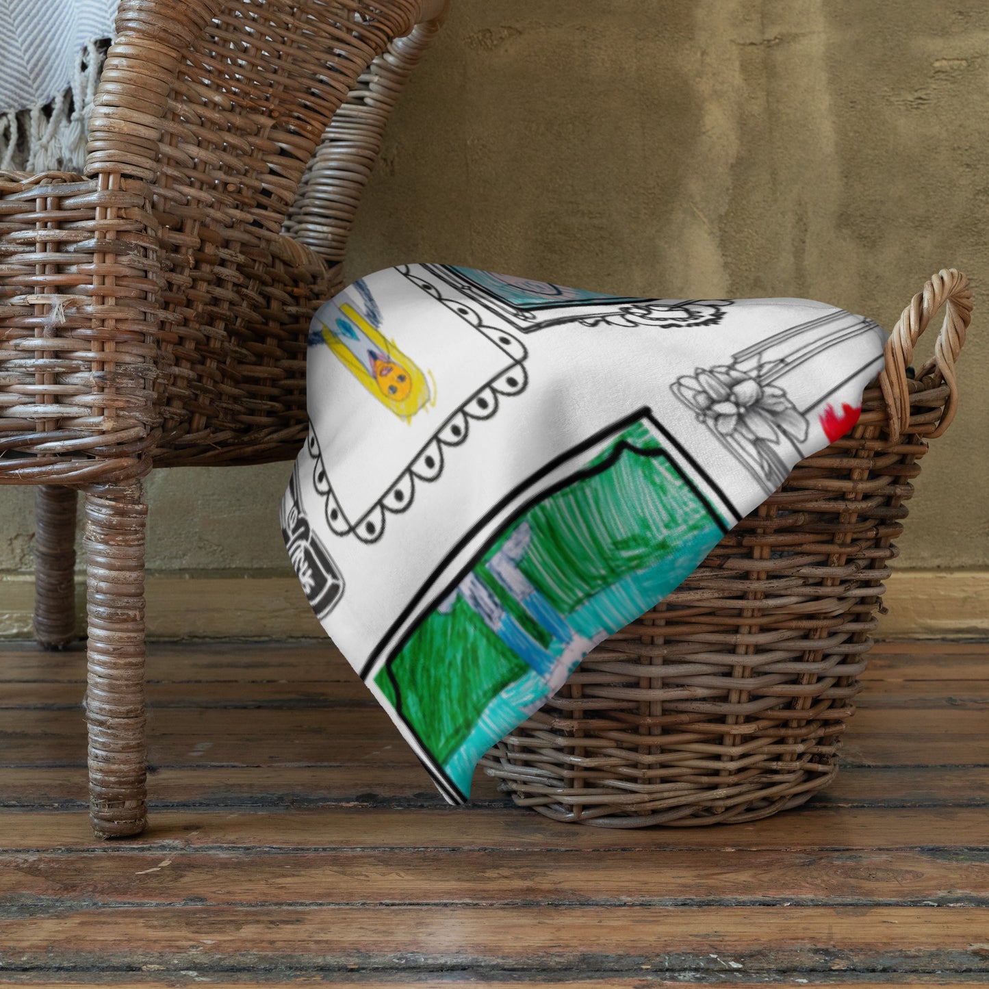 personalised throw blanket in basket