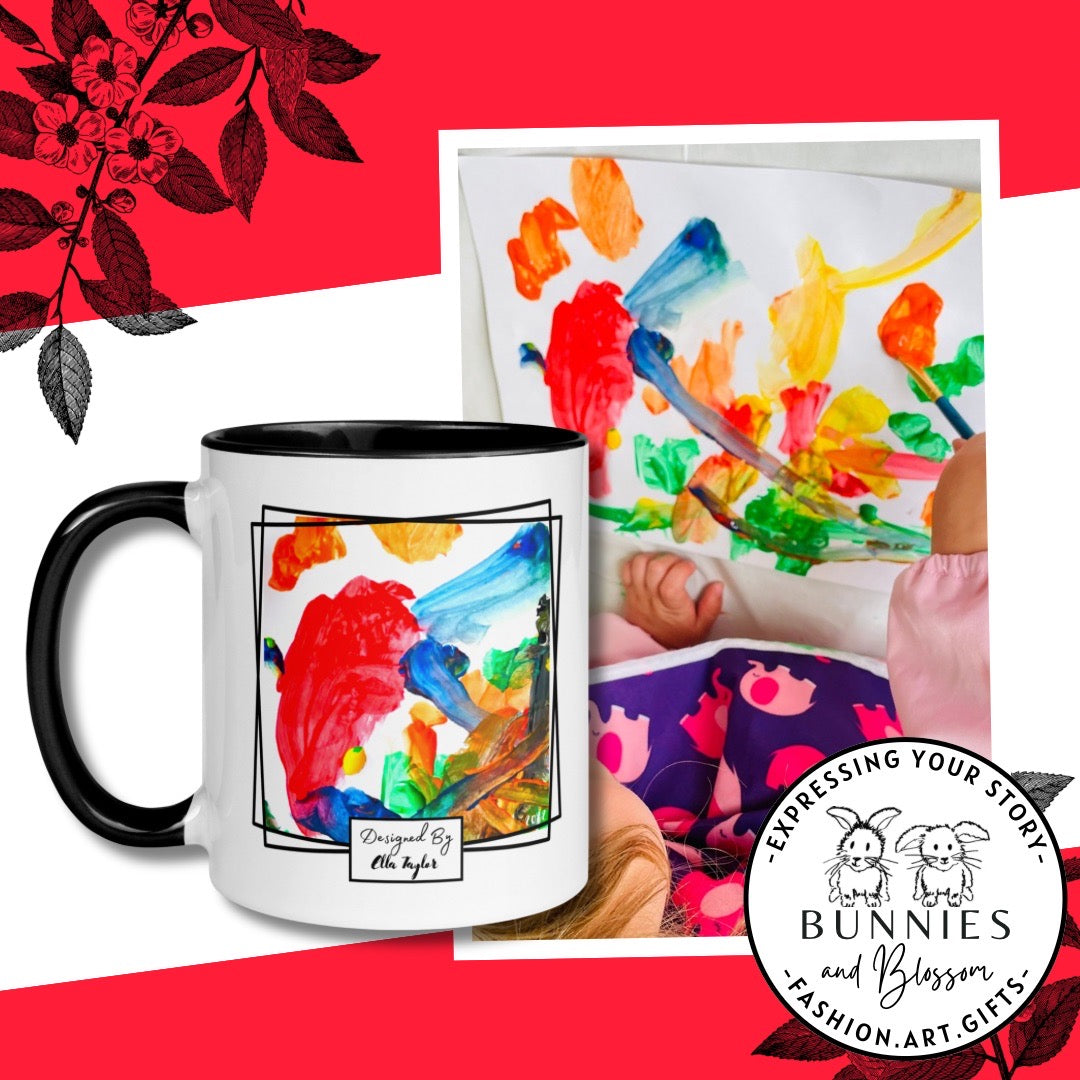 Personalised mug showcasing child’s drawing on both sides