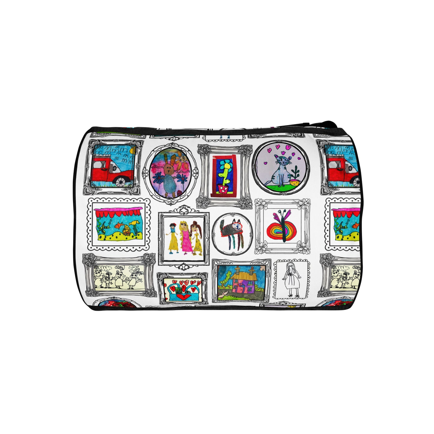 Custom duffle bag printed with children's artwork