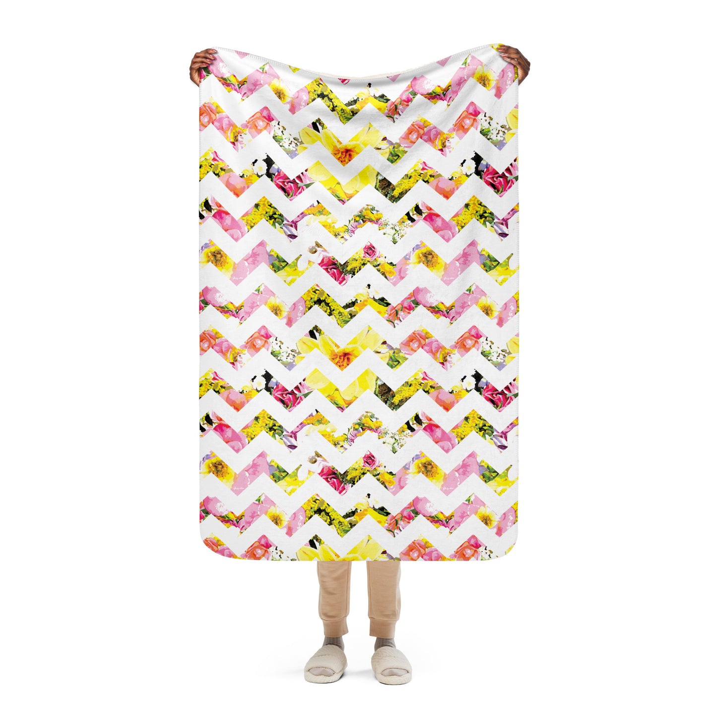 Perfect Bloom Chevron Sherpa Blanket