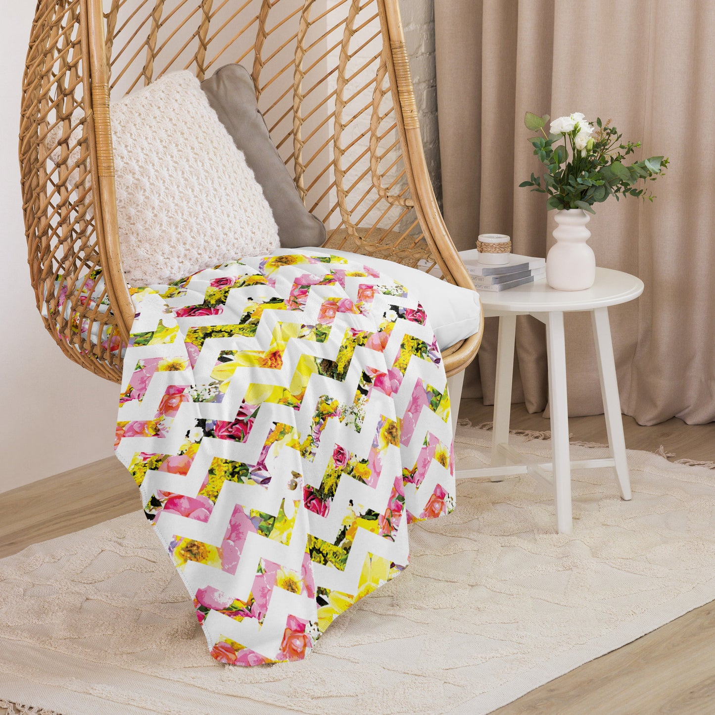 Perfect Bloom Chevron Sherpa Blanket