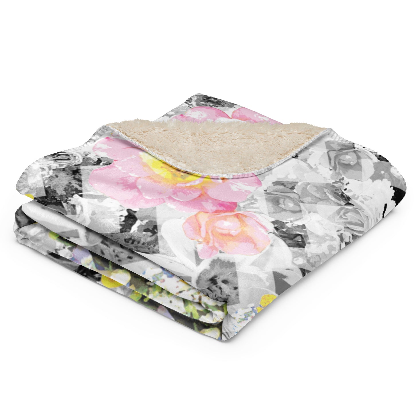 Delicate Bloom Chevron Sherpa Blanket