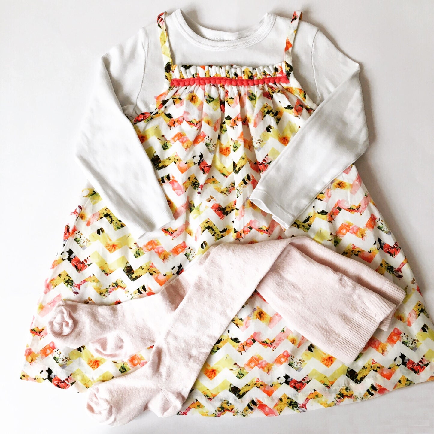 Girl’s Amelia Dress - Perfect Bloom Chevron Print