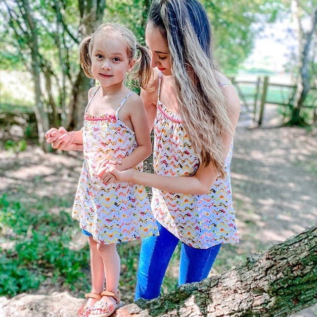 Ladies Amelia Top - Perfect Bloom Chevron Print